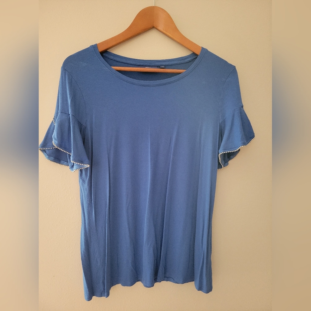 Blue Bead Sleeve Top